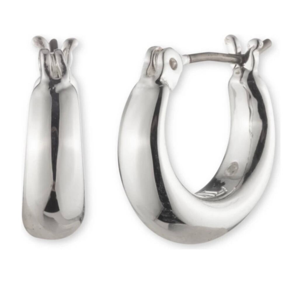 Lauren Ralph Lauren Silver-Tone 14mm Sculpted Hoop Earrings